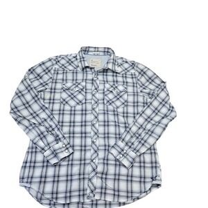 American Eagle Outfitters Plaid Western Shirt Long Sleeve Gray L‎